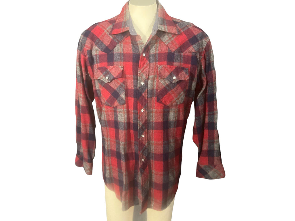 Vintage 70's red flannel men's Sportsman's western shirt XL