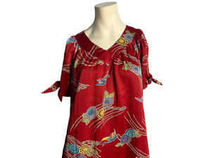 Vintage 70's red Hawaiian caftan dress Malama 8