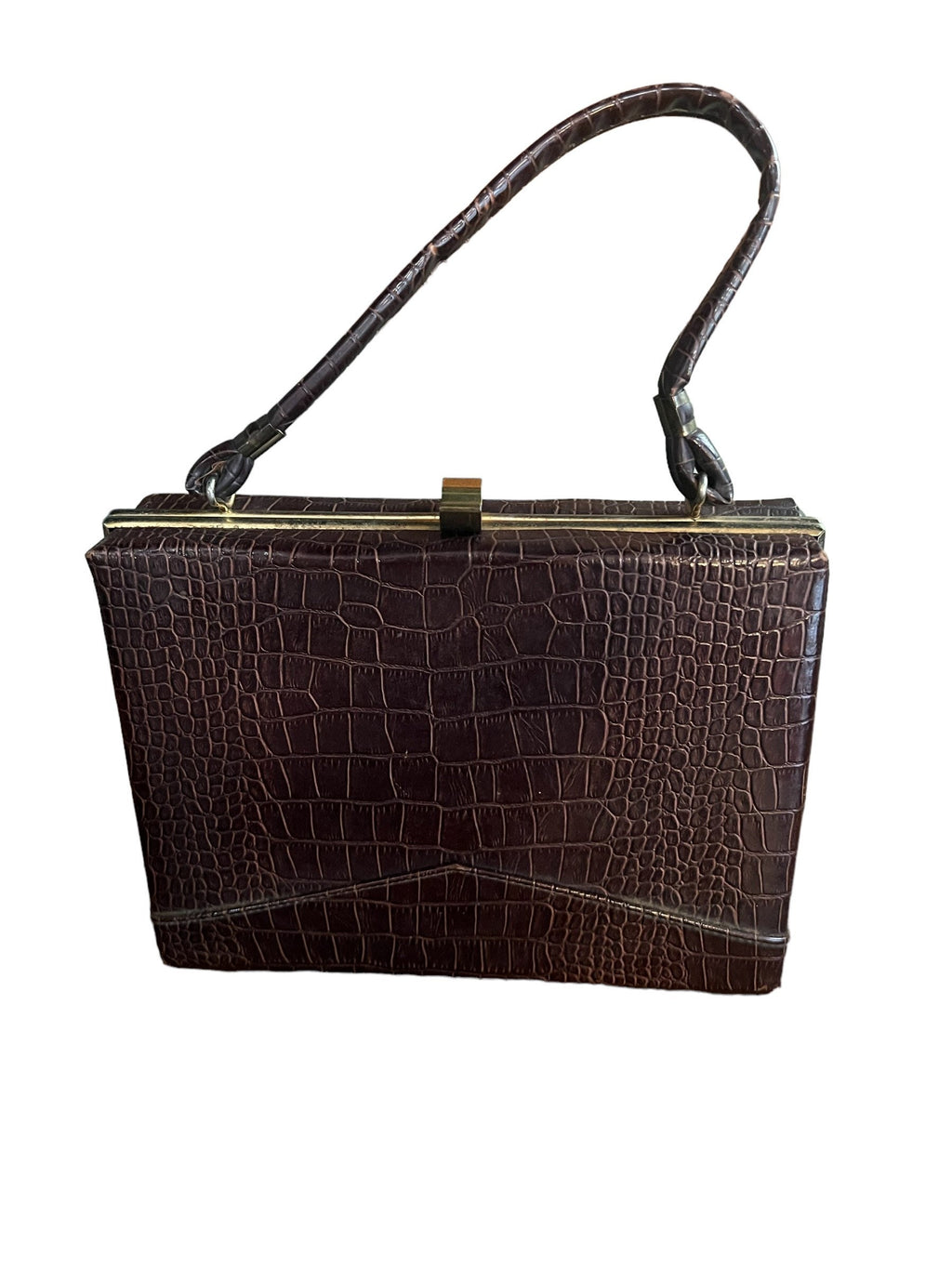 Vintage 40's brown crocodile purse