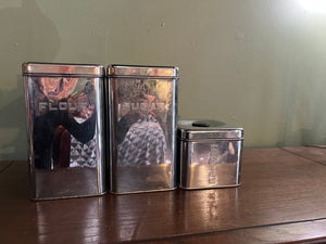 Vintage 50's aluminum canisters 3 piece Lincoln Beauty Wave