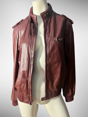 Vintage maroon 70's cafe leather jacket M Etienne Aigner