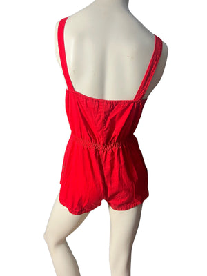 Vintage 80's red overall jumper M Justin Alley