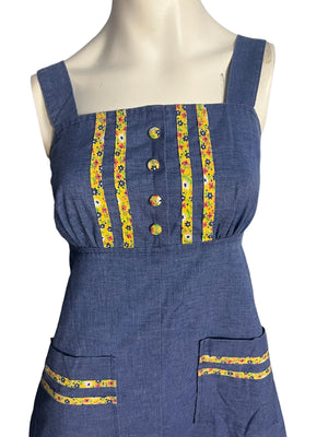 Vintage 70's jean sun dress Sears 12 M