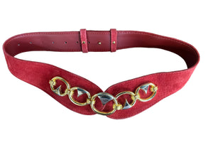 Vintage red 80’s suede belt clasp M L