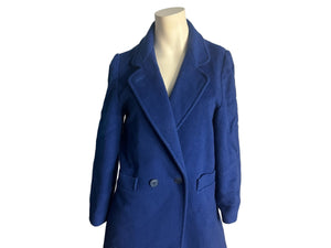 Vintage blue t80's wool trench coat L