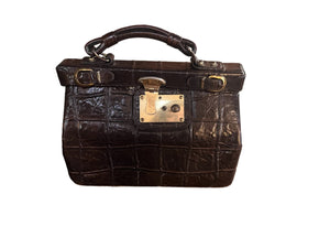 Vintage brown crocodile Park Lane doctor's bag purse