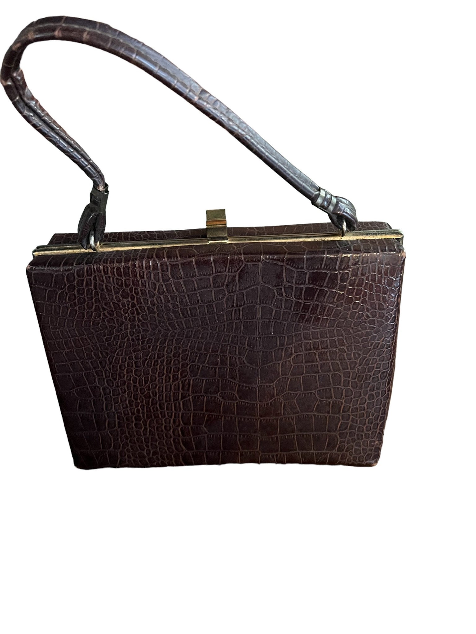 Vintage 40's brown crocodile purse