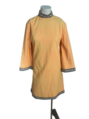 Vintage 60's orange bell sleeve costume dress S