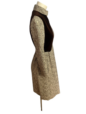 Vintage 60's wool velvet brown mini dress Dominic Rompollo S