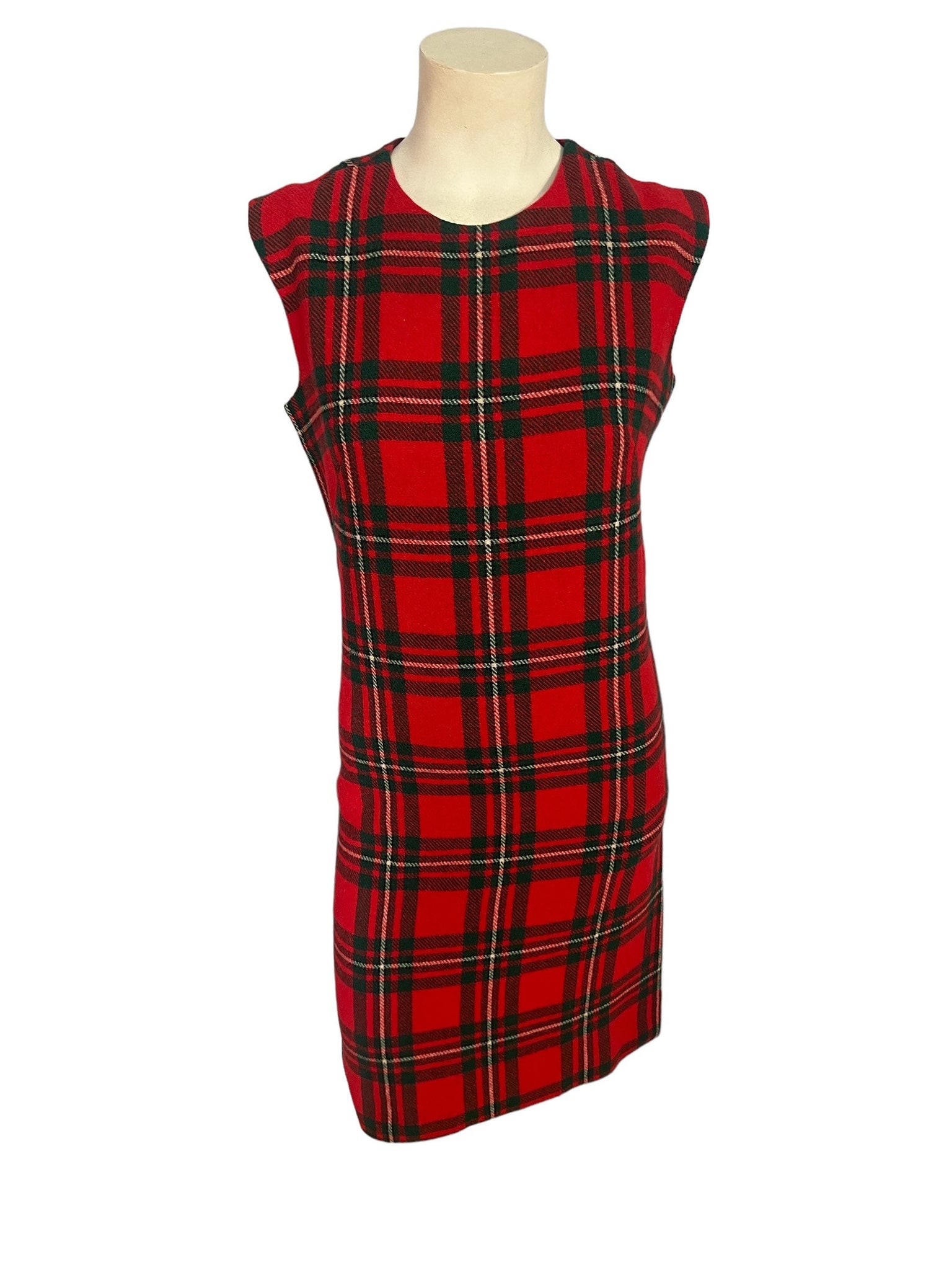 Vintage 60's red plaid sheath dress M