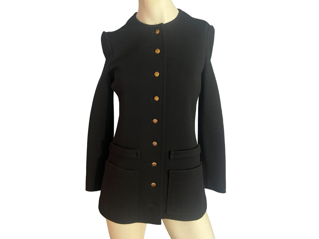 Vintage black virgin wool jacket with gold buttons M