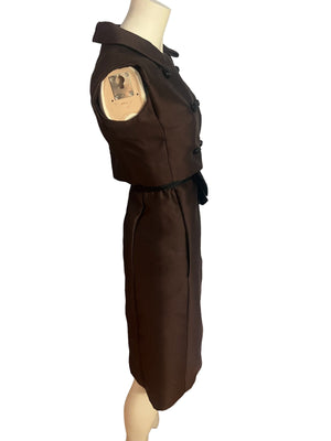 Vintage 60's brown Joan Leslie fitted dress S