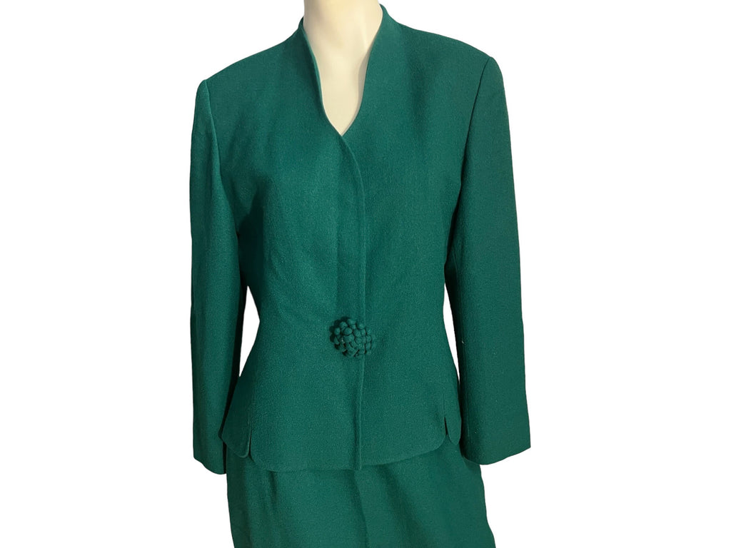 Vintage green 80's Herbert Grossman power suit 14