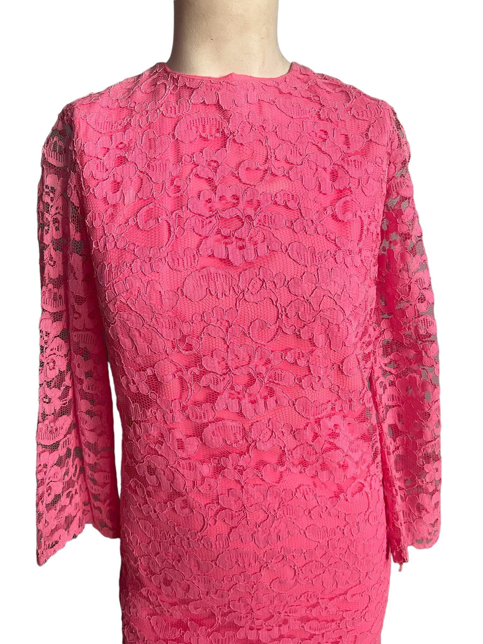 Vintage pink lace 60's dress S handmade