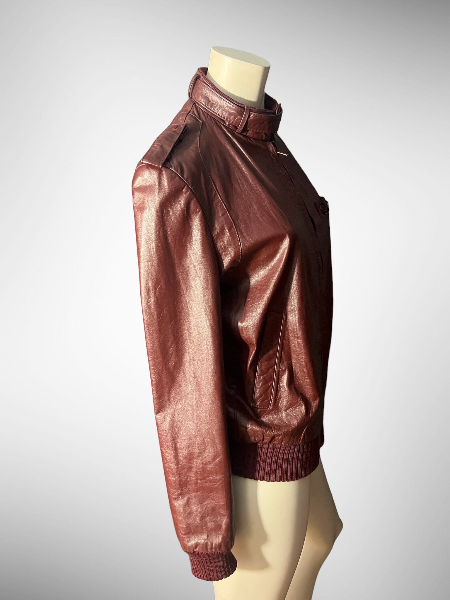 Vintage maroon 70's cafe leather jacket M Etienne Aigner