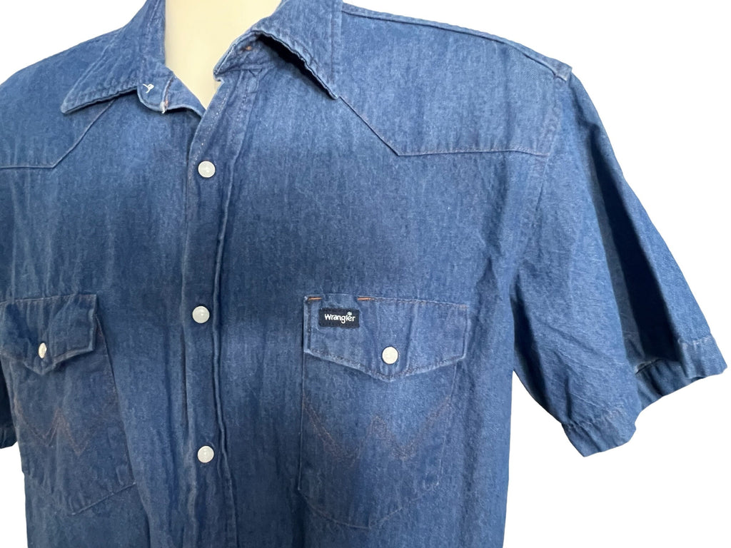 Vintage blue jean wrangler cowboy western shirt XL