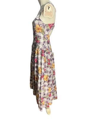 Vintage 80's drop waist Santa Fe full skirt halter dress 10