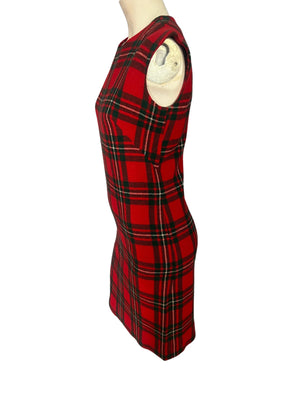 Vintage 60's red plaid sheath dress M