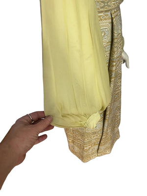 Vintage 60's brocade ruffle balloon sleeve dress S