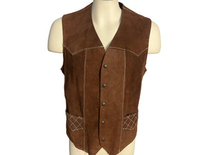 Vintage 70's brown leather western vest 40