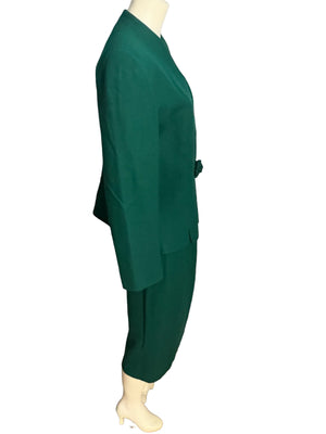 Vintage green 80's Herbert Grossman power suit 14