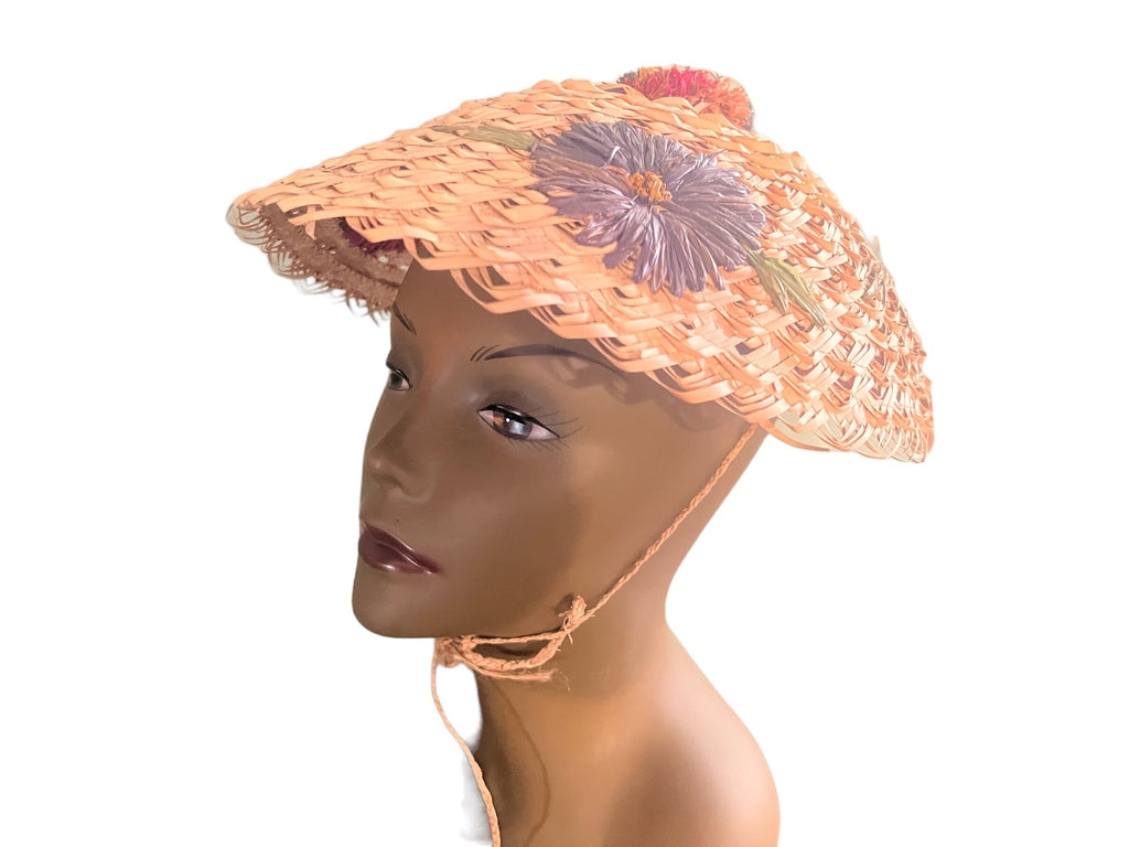 Vintage 50's raffia straw sun hat