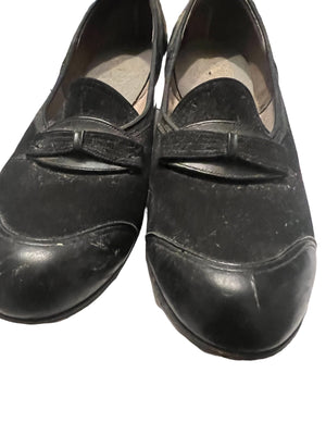 Vintage black 1940's heels loafers Cantilever 7.5