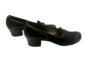 Vintage black 1940's heels loafers Cantilever 7.5