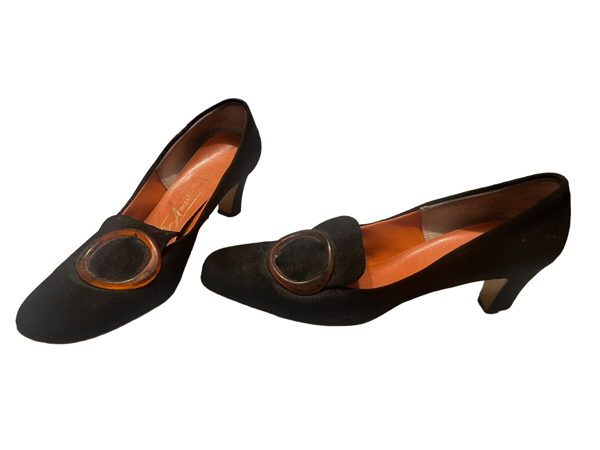 Vintage 50's black heels 7.5 AA Viva Americana