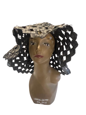 Vintage black Stix Fuller Baer straw sun hat