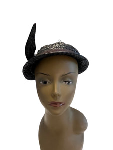 Vintage 60's black Jean Allen straw hat