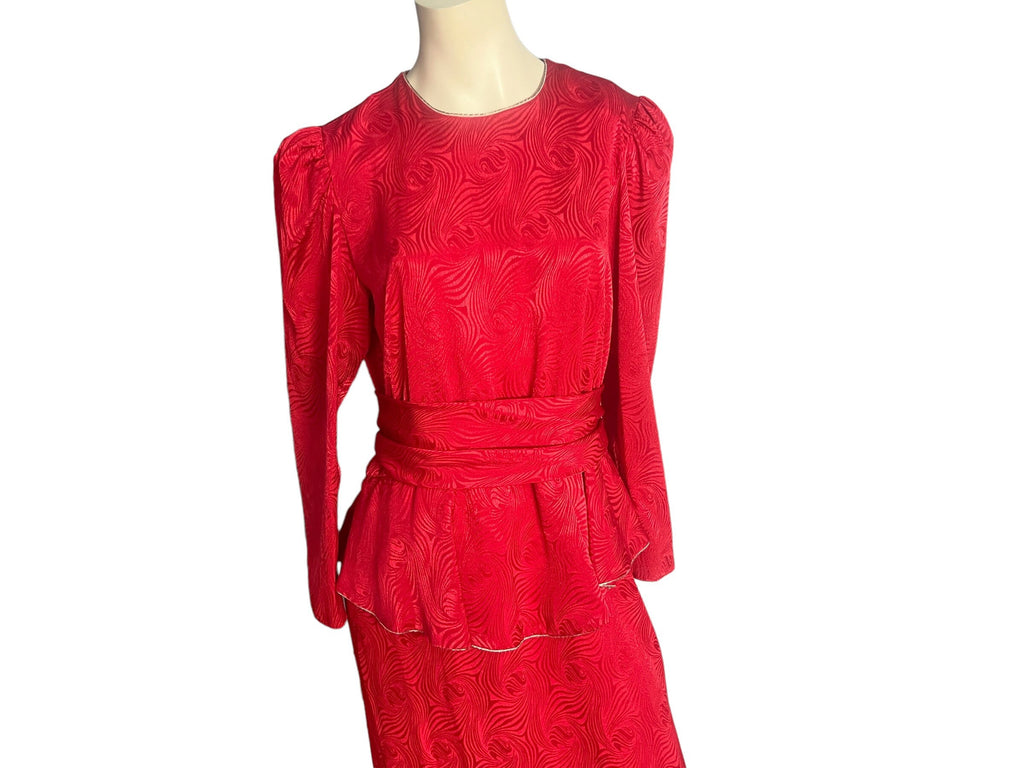 Vintage red Patra 80's peplum dress 11/12 L