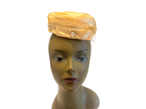 Vintage 50's satin pillbox hat