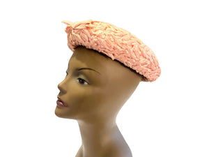 Vintage 60's pink hat with bow decor on front