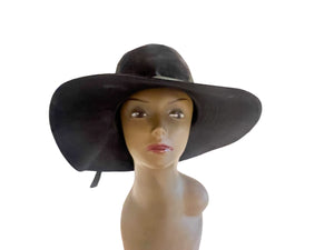 Vintage black velvet 60's wide brim hat Laurie Novel