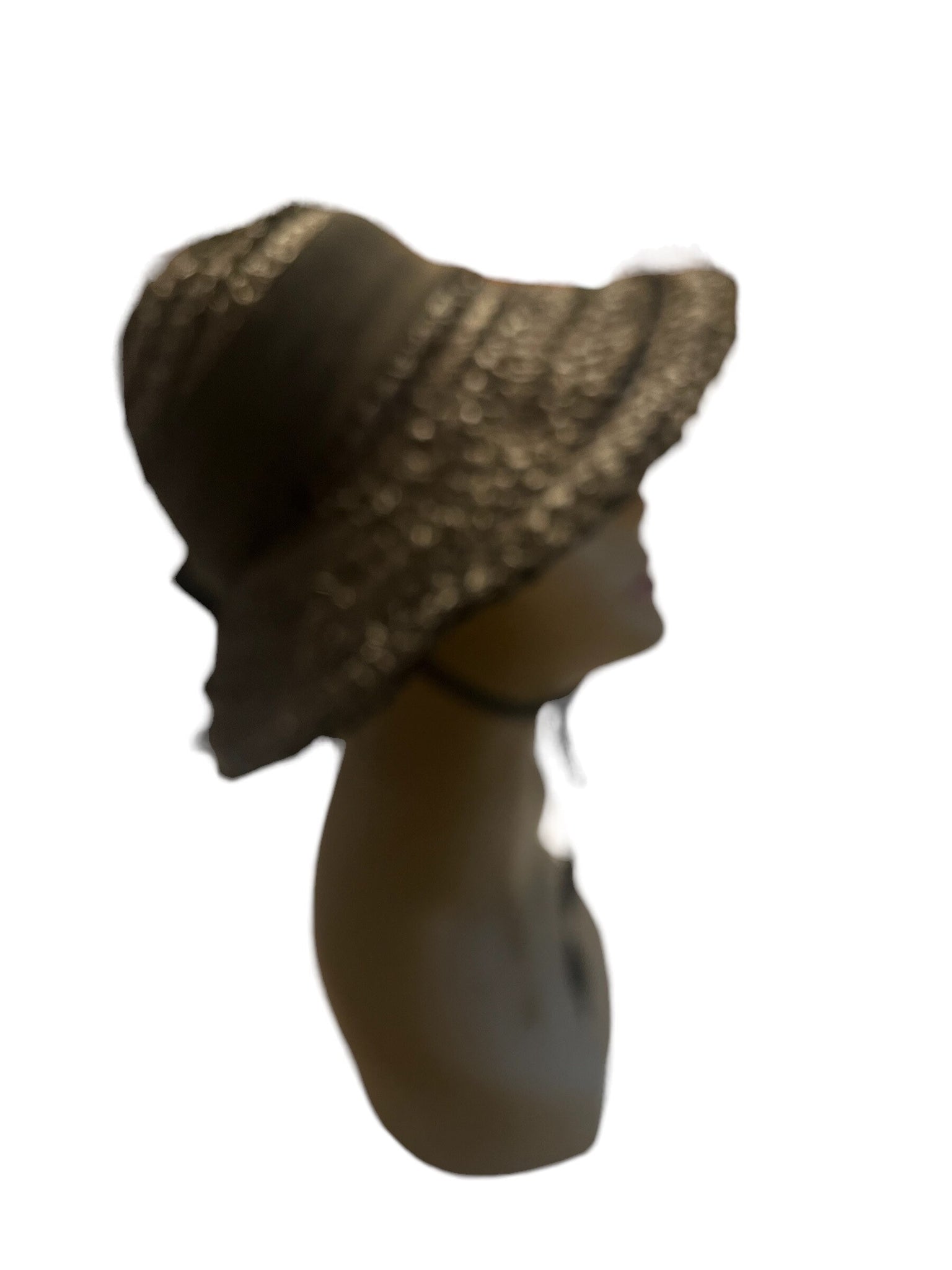 Vintage black 60's straw sun hat