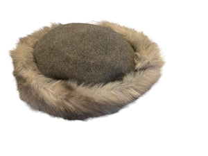 Vintage 60's gray hat with faux fur brim