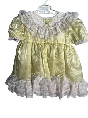 Vintage yellow frilly baby dress 18 month Allie Wade