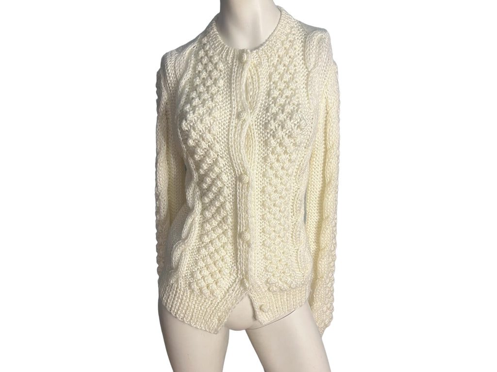 Vintage 70's gould white cardigan sweater M L