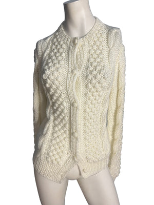 Vintage 70's gould white cardigan sweater M L