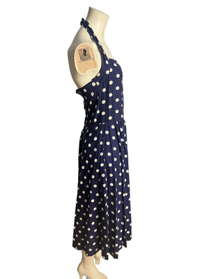 Vintage 50's blue polka dot halter dress and jacket L Wildman