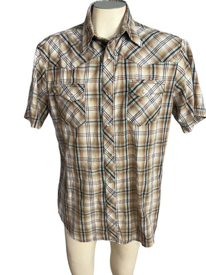 Wrangler brown plaid western shirt L