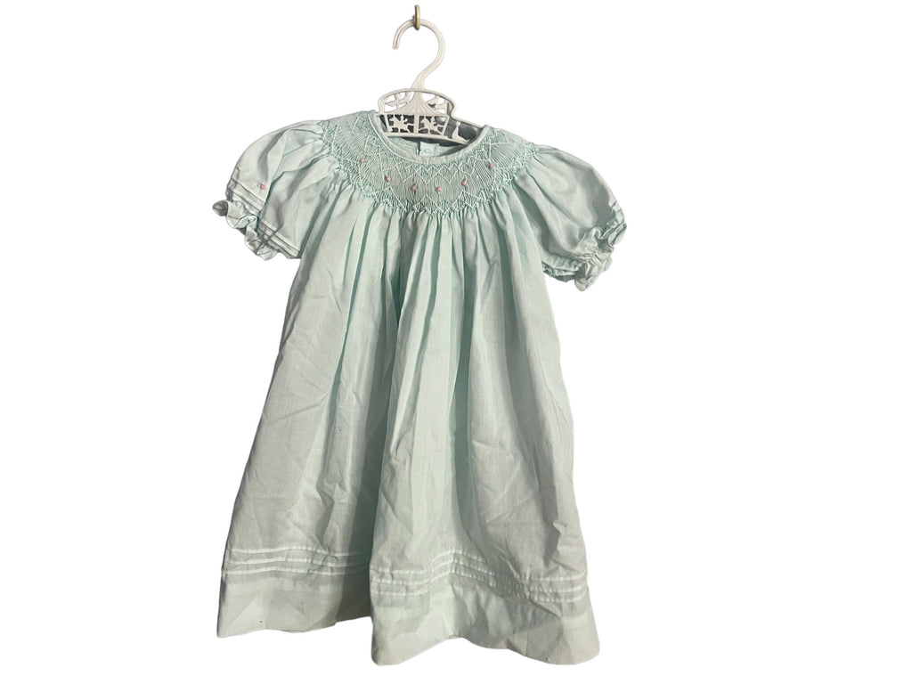 Vintage blue Petit Ami smocked baby dress 6 mos