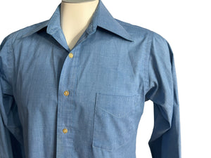 Vintage blue 70's dress shirt M Cotton Royale