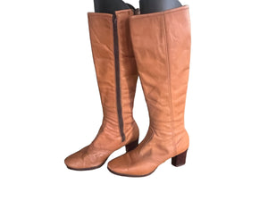 Vintage 70's caramel knee high boots 8 M