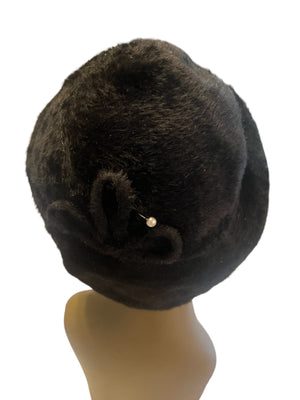 Vintage 60's black faux fur hat Shillito's