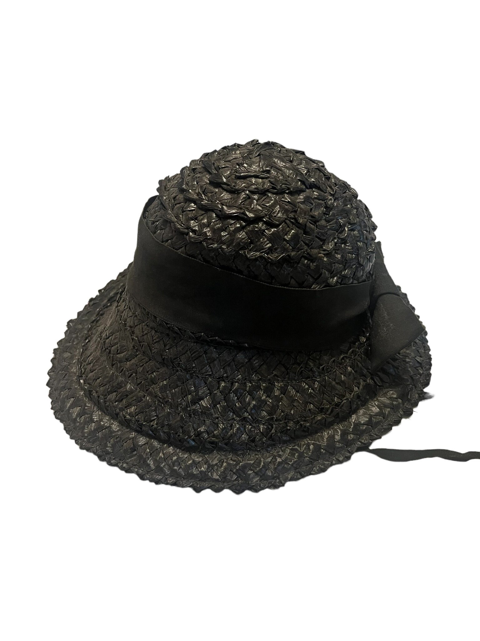 Vintage black 60's straw sun hat