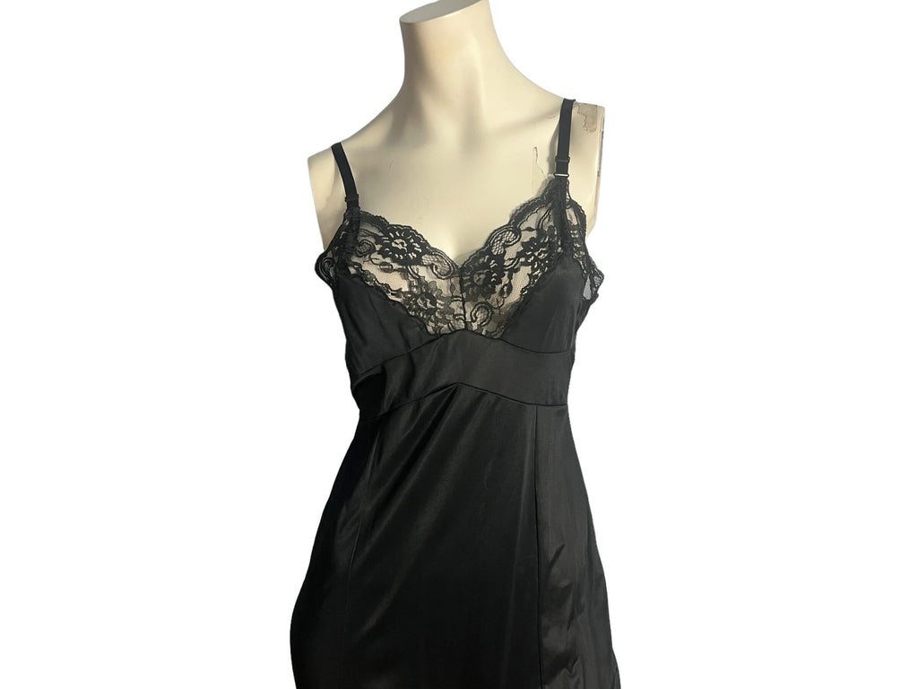 Vintage black dress slip lingerie L