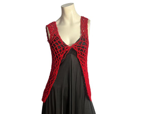Vintage 70's red crochet vest S