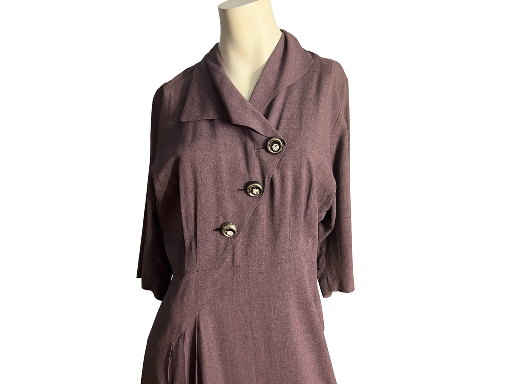 Vintage purple 1940's dress L Martha Manning Original